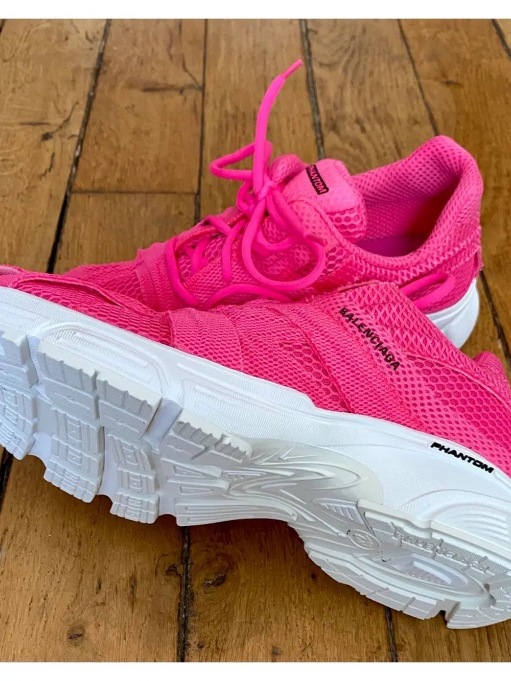 Balenciaga Hot Pink Mesh Runner Sneakers with White Sole